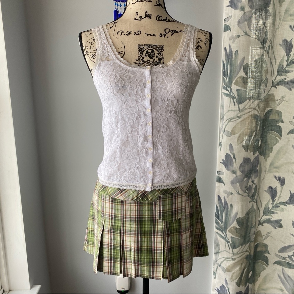 Hollister Y2k White Lace Cami Tank Top xs Coquette Cottagecore